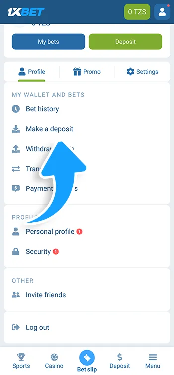 02 Access the deposit menu